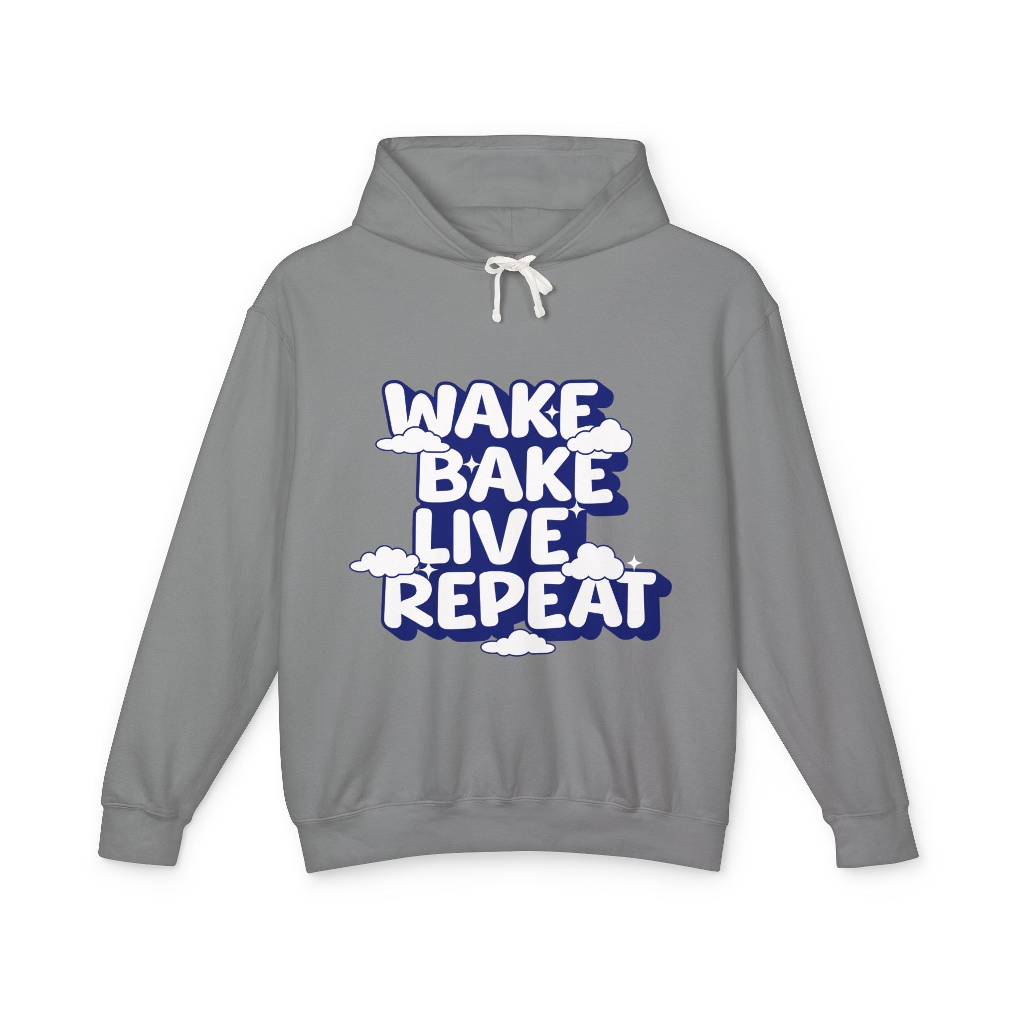 WAKE BAKE LIVE REPEAT - Unisex Lightweight Hooded Sweatshirt - Damned Threads